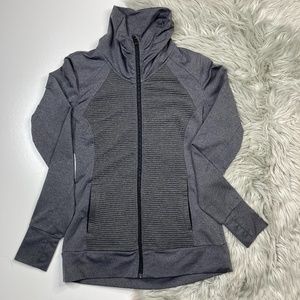 Athleta Grey Ribbed Turtleneck Track Jacket